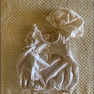 Cream and polka dot baby girl romper